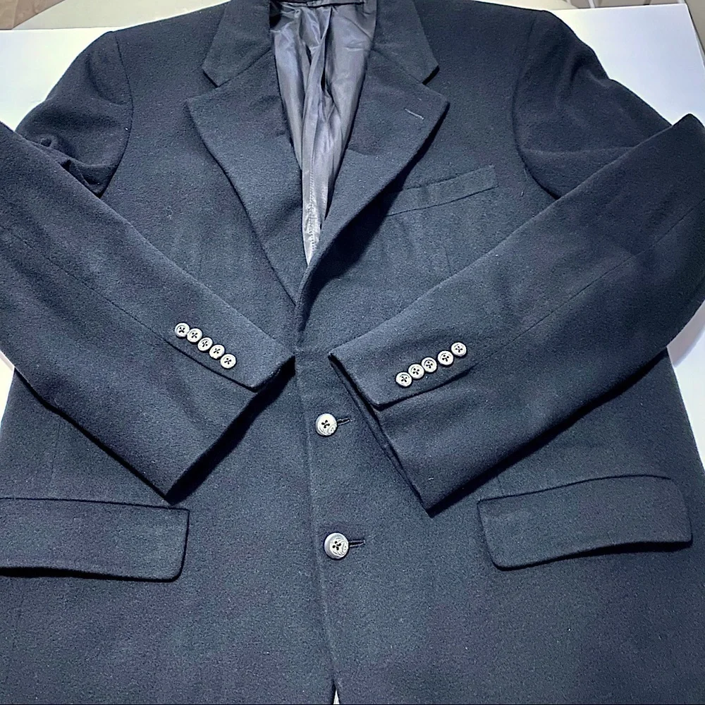 Vintage Black Cashmere Sport Coat Blazer Jacket 42L Old Money Classic